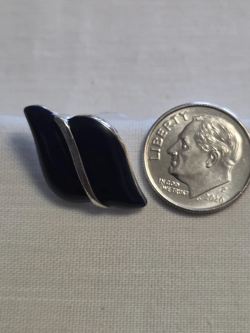 Signed Napier Navy Leaf-Shaped Silver-Tone Accent Post Earrings